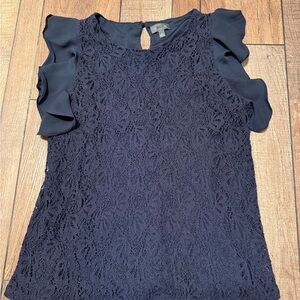 The Limited Blue Sleeveless Ruffled Blouse
